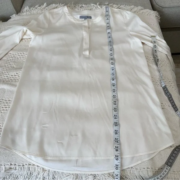 CLASSIQUES ENTIER Ivory Silk Long Sleeve Blouse Popover Tunic Top Cream … - Picture 9 of 13